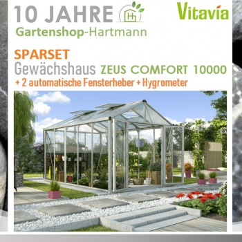Vitavia Gewächshaus Zeus Comfort 10000 ESG/HKP 258x391 eloxiert +100€ Zubehör !